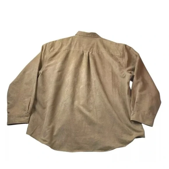 Knightsbridge Brown Faux Suede Button Shirt Men 3X Western Casual Workwear - Picture 5 of 7